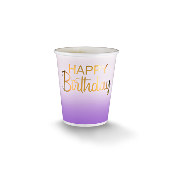 تصویر  لیوان یکبارمصرف طرح Happy Birthday طلاکوب بسته 10 عددی