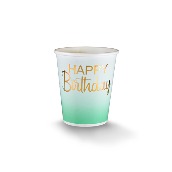 تصویر  لیوان یکبارمصرف طرح Happy Birthday طلاکوب بسته 10 عددی